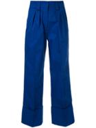 Msgm Pleated Cuffed Trousers - Blue