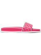 Valentino Pink Rockstud Spike Leather Slides