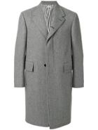 Thom Browne Melton Wool Wide Lapel Chesterfield Overcoat - Grey