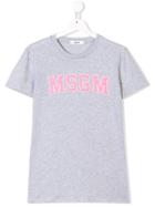 Msgm Kids Teen Logo Embroidered T-shirt - Grey