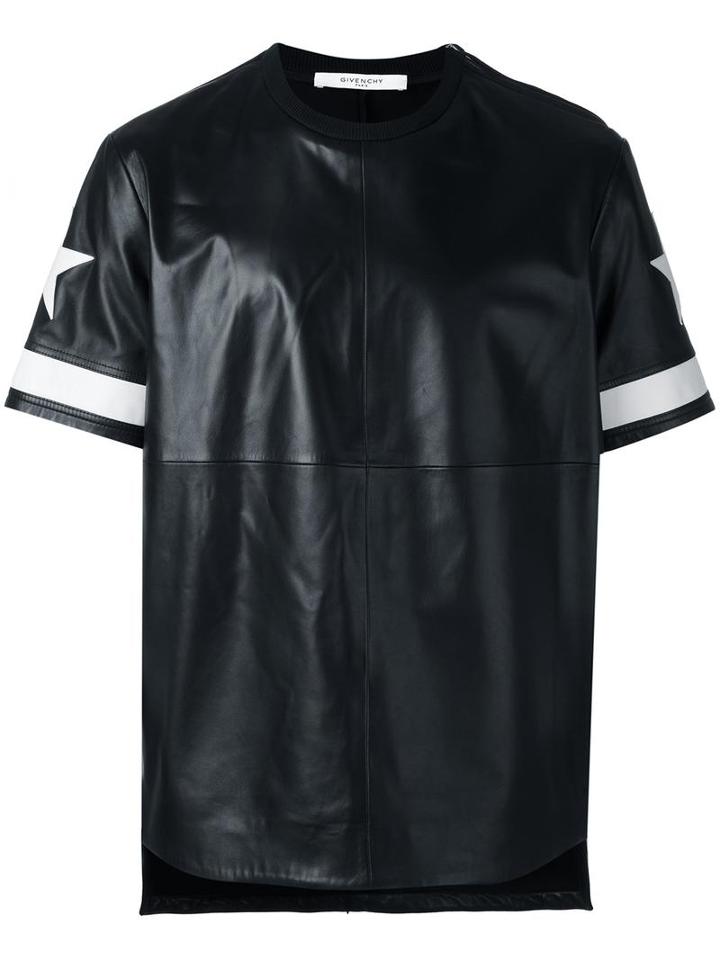 Givenchy Star Print Leather T-shirt, Men's, Size: Medium, Black, Lamb Skin/viscose/cupro/spandex/elastane