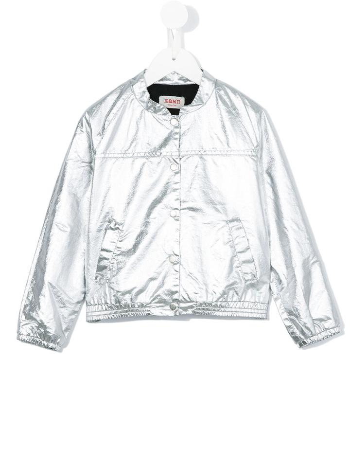 Maan - Metallic (grey) Bomber Jacket - Kids - Cotton - 8 Yrs