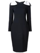 Christian Siriano Bow Detail Fitted Dress, Women's, Size: 10, Black, Viscose