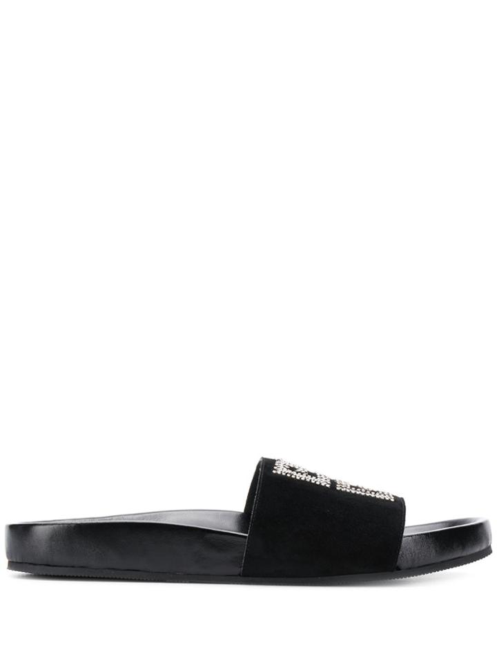 Givenchy Sequin Logo Slides - Black