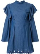 Dresscamp Scalloped Cherry Hem Denim Dress