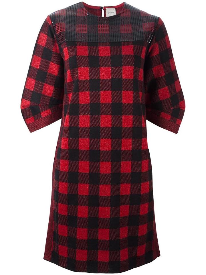 Nude Checked Dress, Women's, Size: 42, Red, Acrylic/polyester/cupro/wool