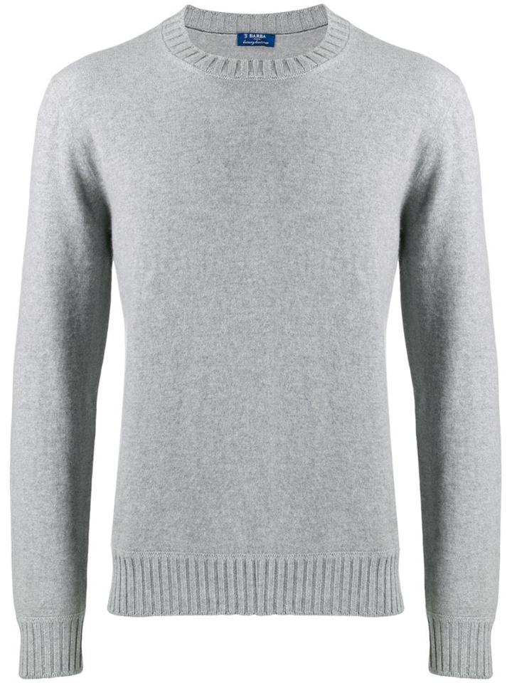 Barba Long-sleeve Fitted Sweater - Grey