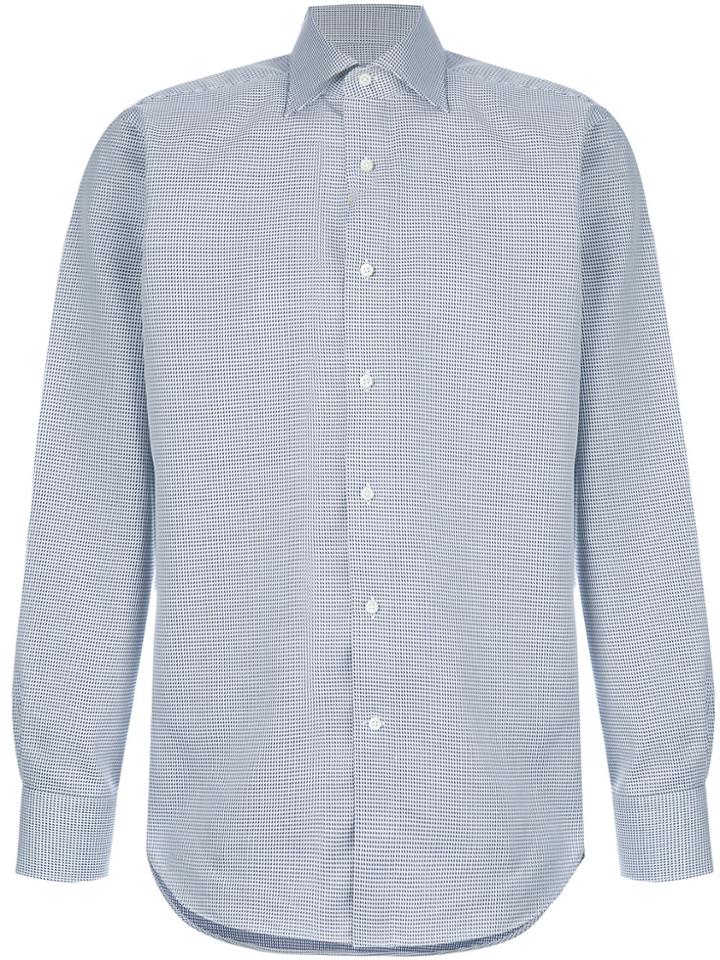 Canali Houndstooth Print Shirt - Blue