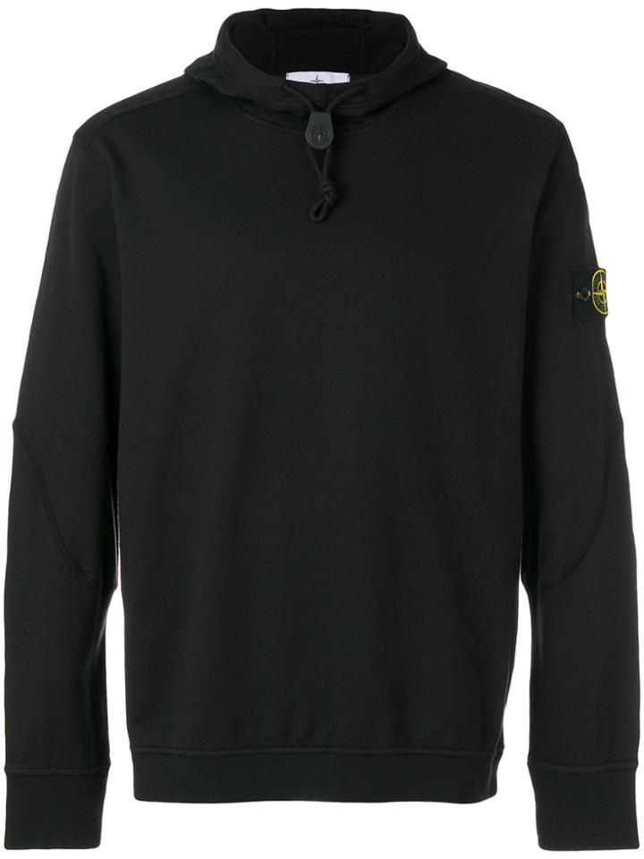 Stone Island Logo Patch Hoodie - Black