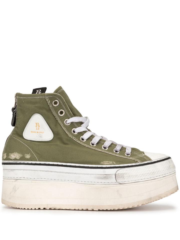 R13 Platform High Top Sneakers - Green
