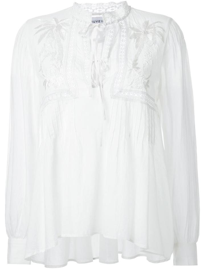 Muveil Lace-up Peasant Blouse