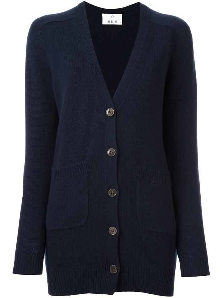 Allude Button Down Cardi-coat, Women's, Size: Small, Blue, Cashmere/virgin Wool