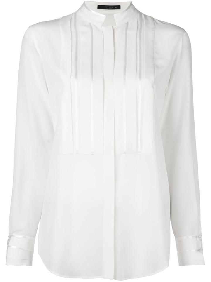 Etro Pleated Bib Shirt, Women's, Size: 42, Nude/neutrals, Silk/polyester