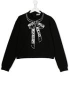 Moschino Kids Teen Logo Bow Print Sweatshirt - Black