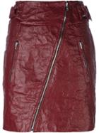 Isabel Marant Creased Diagonal Zip Skirt, Women's, Size: 36, Red, Polyester/polyurethane/viscose/cotton