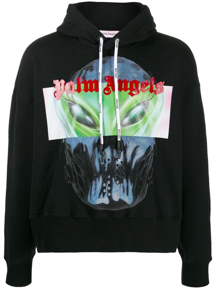Palm Angels Alien Print Hoodie - Black