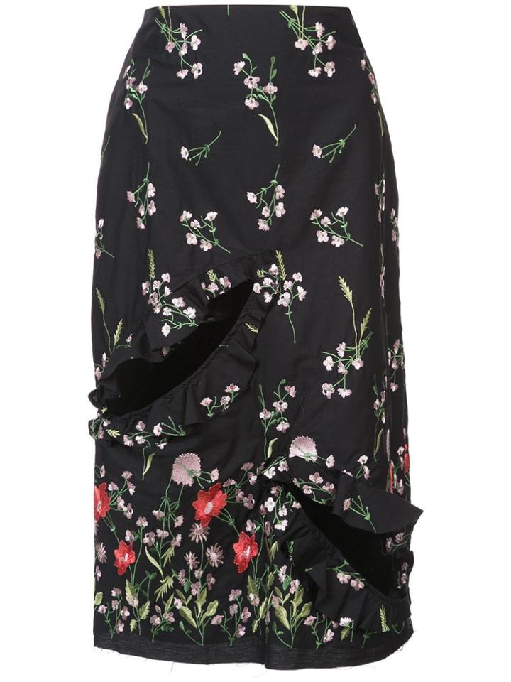 Marques'almeida Floral Print Skirt - Black
