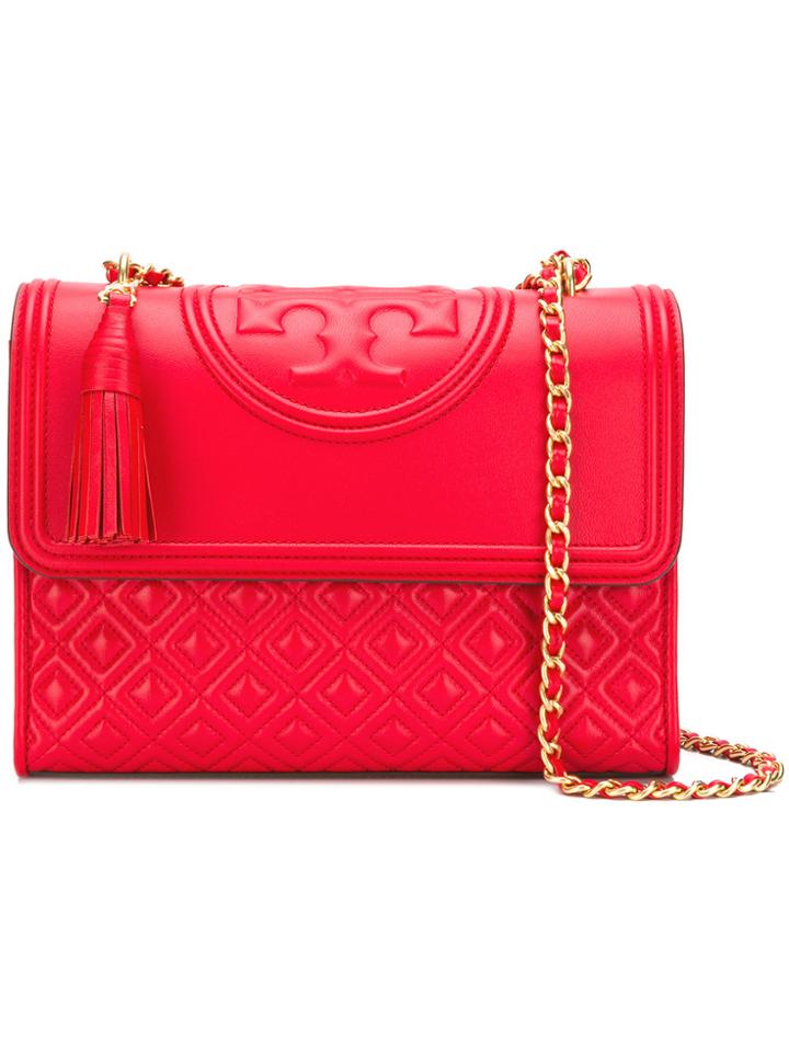 Tory Burch Embossed Logo Shoulder Bag - Red