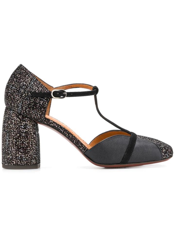 Chie Mihara T-bar Two Tone Sandals - Black