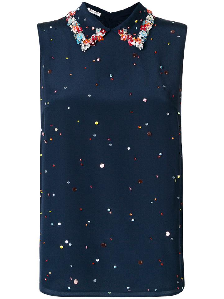 Miu Miu Sequin Collared Blouse - Blue