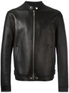 Dsquared2 Lapel-less Streamlined Biker Jacket, Men's, Size: 52, Black, Leather/viscose/polyamide/spandex/elastane