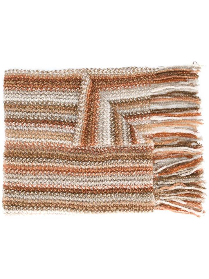 Missoni Striped Knit Scarf, Women's, Brown, Acrylic/polyamide/mohair/polyester