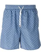 Kiton Dot Print Swim Shorts, Men's, Size: 56, Blue, Polyester