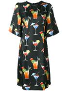 Dolce & Gabbana Cocktail Print Shift Dress - Black