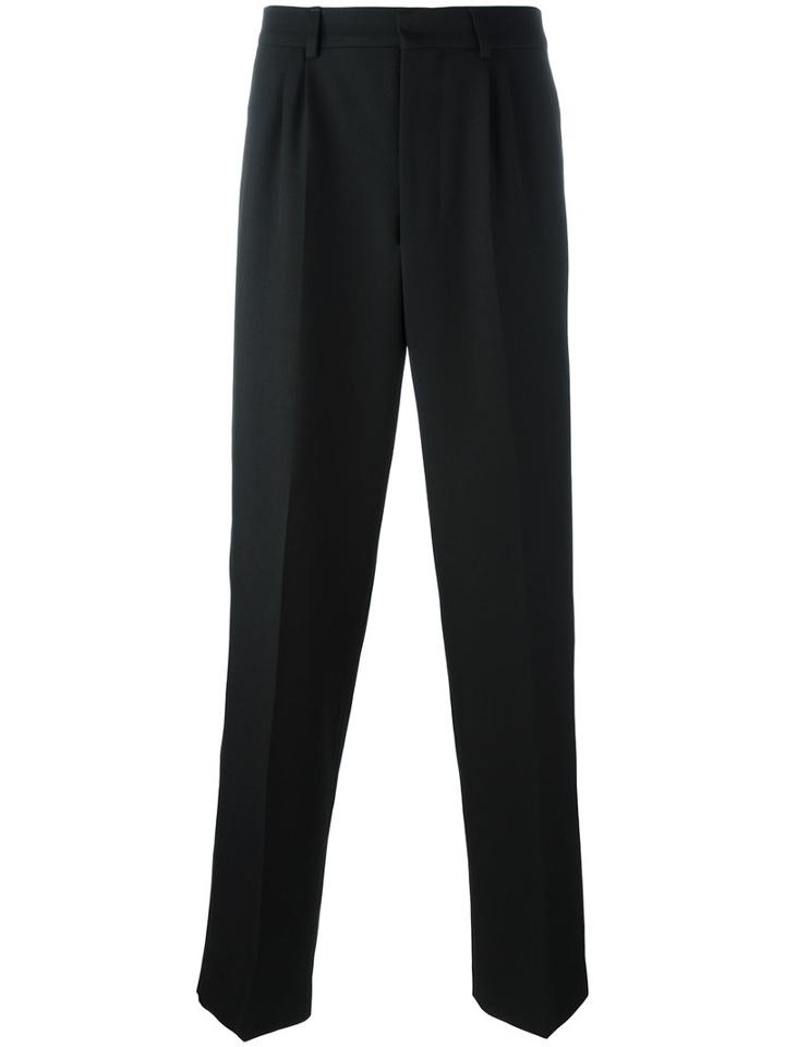 Ami Alexandre Mattiussi Double Pleat Wide Leg Trousers, Men's, Size: 44, Black, Virgin Wool