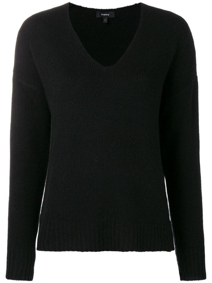 Theory V-neck Knitted Sweater - Black