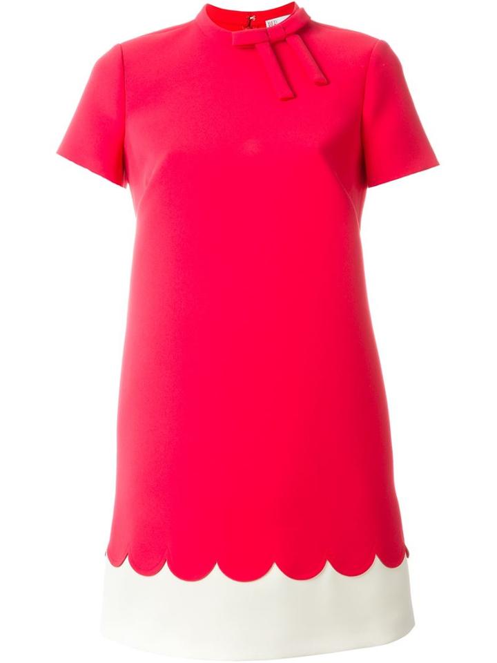 Red Valentino Scalloped Detail Shift Dress, Women's, Size: 40, Pink/purple, Polyester/acetate