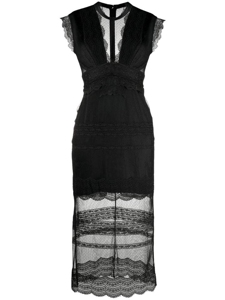 Three Floor Delight Lace Fitted Dress - Black