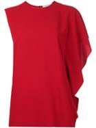 Maison Margiela - Asymmetric Sleeve Top - Women - Polyester - 40, Red, Polyester