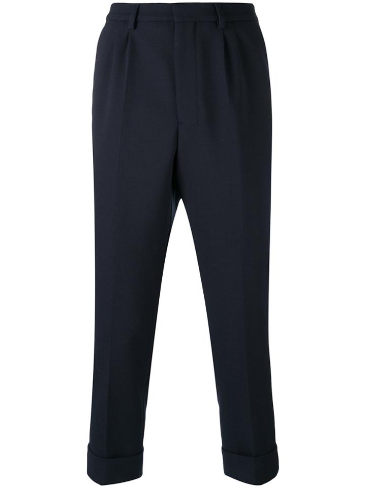 Ami Alexandre Mattiussi Pleated Carrot Fit Trousers - Blue