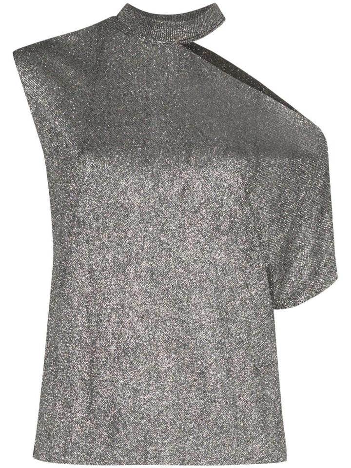 Rta Metallic Cut-out Asymmetric T-shirt - Silver
