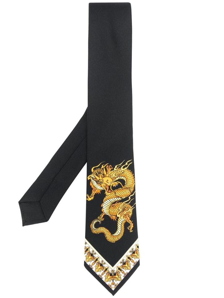 Versace Dragon Print Tie - Black