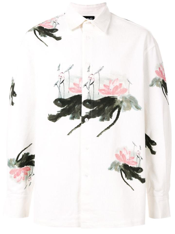 Fengchen Wang Flower Print Corduroy Shirt - White