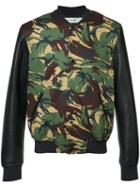 Off-white Camouflage Bomber Jacket, Men's, Size: Xl, Black, Cotton/lamb Skin/viscose
