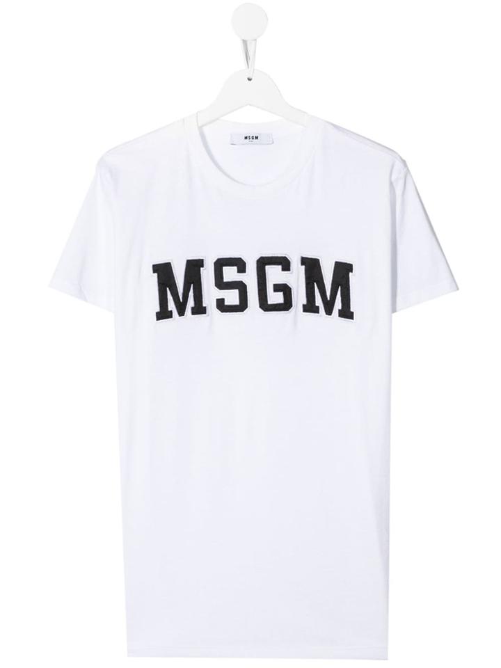 Msgm Kids Letterman Logo T-shirt - White