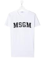 Msgm Kids Letterman Logo T-shirt - White