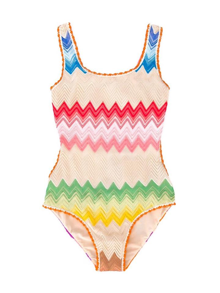 Missoni Kids Zig Zag Crochet Knit Swimsuit, Girl's, Size: 10 Yrs
