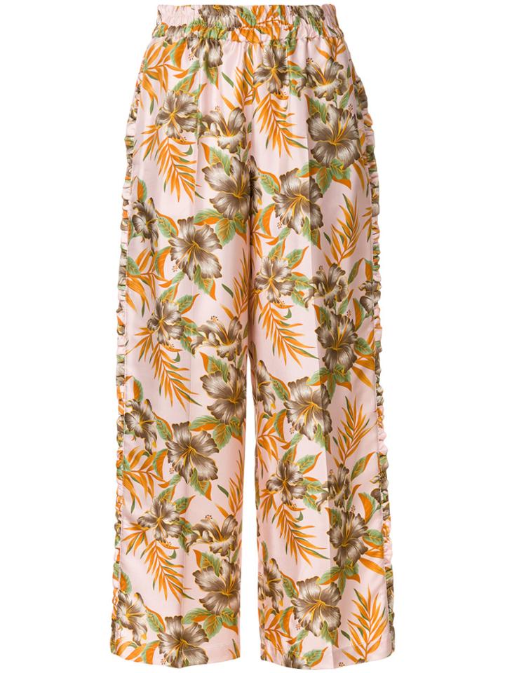 La Doublej Polinesia Ruffle Trousers - Pink & Purple