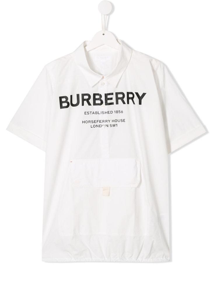 Burberry Kids Teen Logo Print Shirt - White