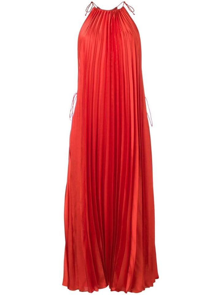 Stella Mccartney Pleated Max Halter Dress - Orange