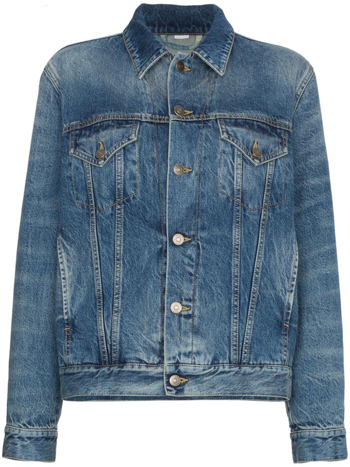 Gucci Oversized Embroidered Denim Jacket - Blue
