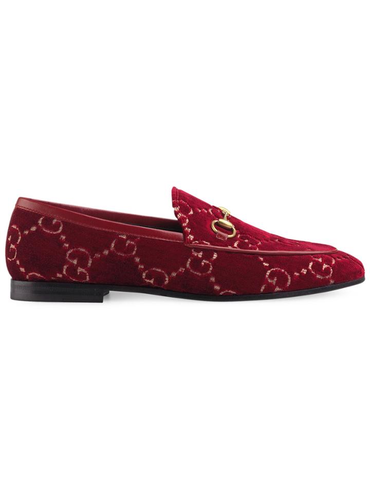 Gucci Gucci Jordaan Gg Velvet Loafer - Red