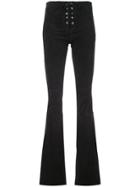Alexis Bootcut Leather Trousers - Black
