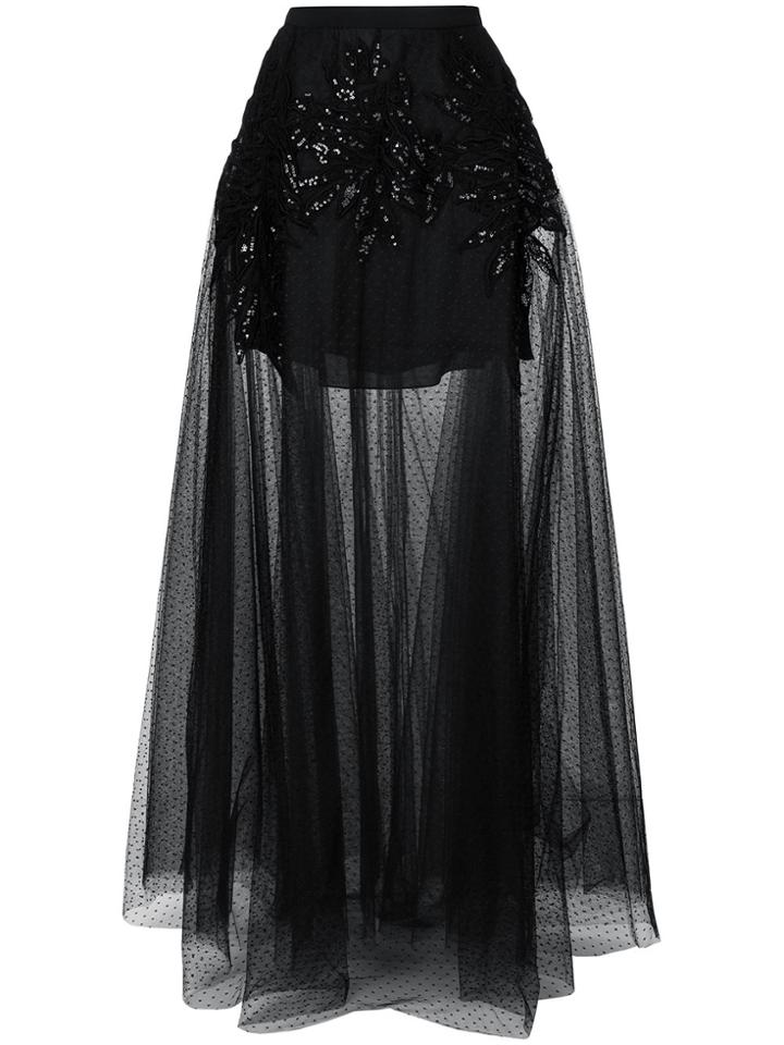 Elie Saab Embellished Sheer Maxi Skirt - Black