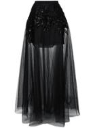 Elie Saab Embellished Sheer Maxi Skirt - Black