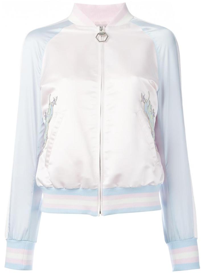 Philipp Plein Pink Bomber Jacket, Women's, Size: Xs, Pink/purple, Nylon/polyester